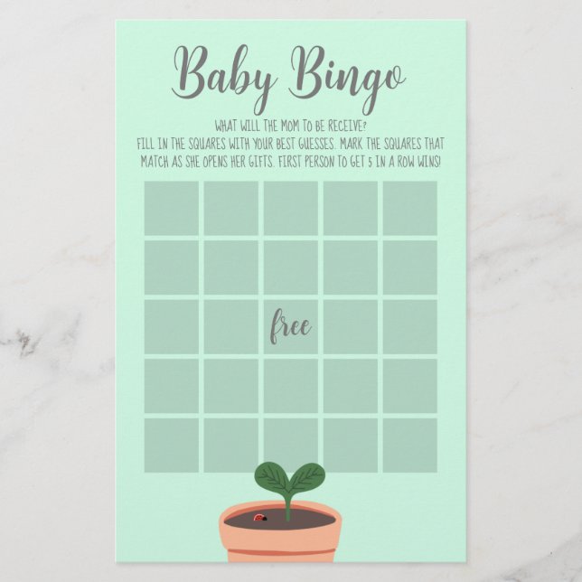 Baby Shower Game Baby Bingo Flyer (Front)