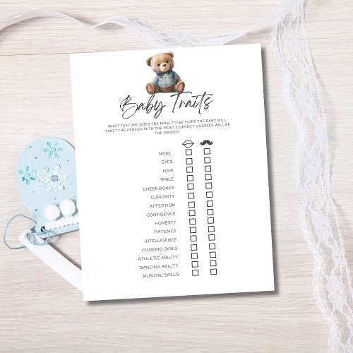 Baby Shower Game Baby Boy Baby Traits From Parents Invitation