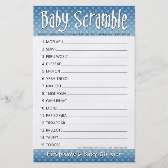 Baby Shower Game - Baby Word Scramble Flyer | Zazzle.com