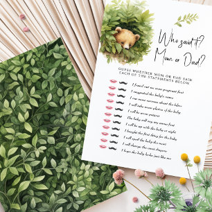 Baby Shower Game Bear Who Said It? Mom or Dad?