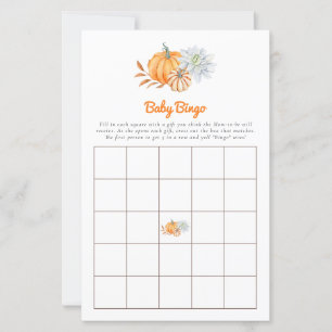 Baby Shower Game Bingo Little Pumpkin Fall Cute