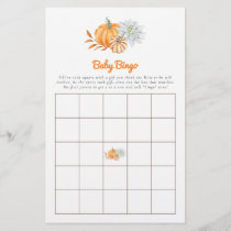 Baby Shower Game Bingo Little Pumpkin Fall Cute Flyer