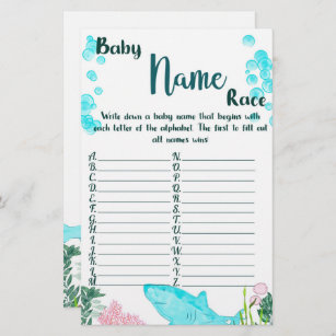 Baby Shower Game Card Baby Name Race