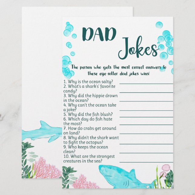 Baby Shower Game Card Dad Jokes (Front/Back)