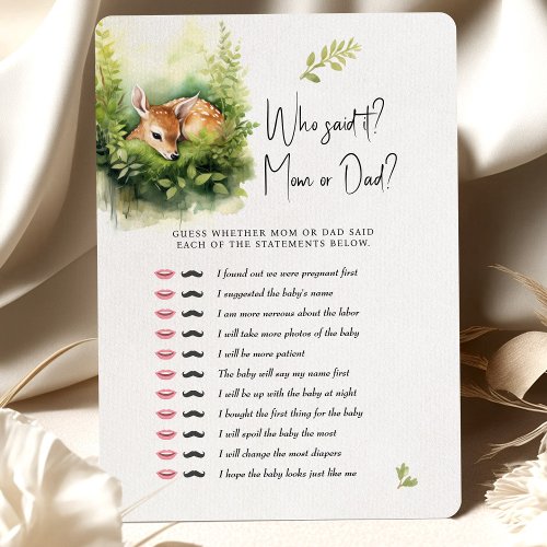 Baby Shower Game Deer Who Said It Mom or Dad Invitation
