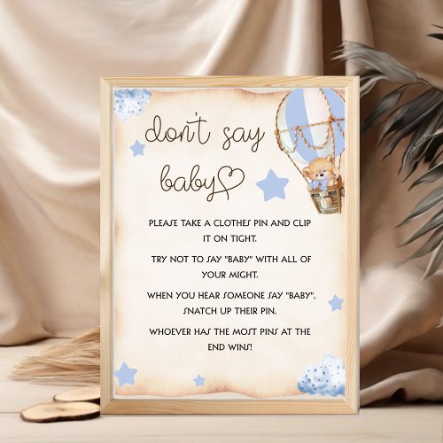 Baby shower game dont say baby sign blue