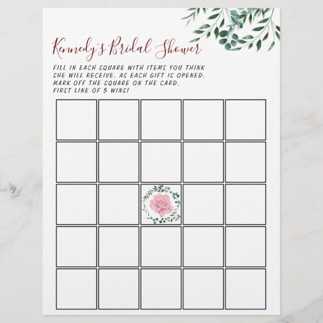 Baby Shower Game Eucalyptus 2 Sided (Back)