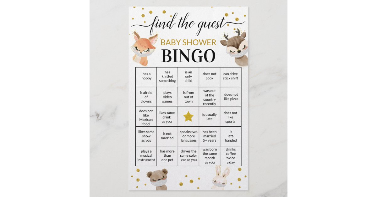 Baby Shower Game Find The Guest Bingo Card Flyer | Zazzle