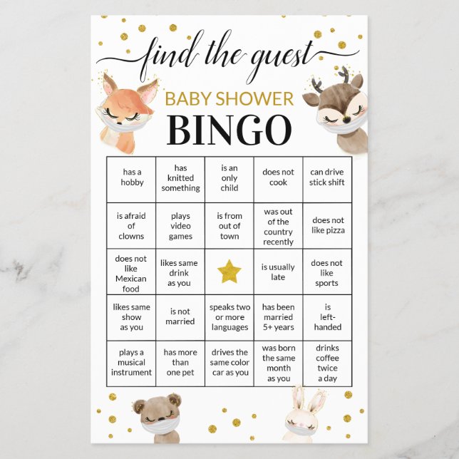 Baby Shower Game Find The Guest Bingo Card Flyer (Front)