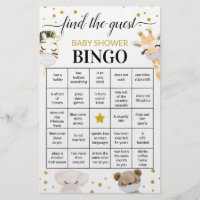 Baby Shower Game Find The Guest Bingo Card Flyer