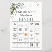 Baby Shower Game Find The Guest Bingo Card Flyer