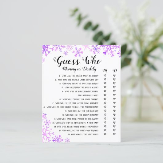 Baby Shower Game - Guess Who, Baby It's Cold (Standing Front)