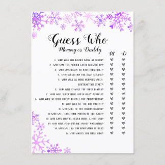 Baby Shower Game - Guess Who, Baby It's Cold Invitation