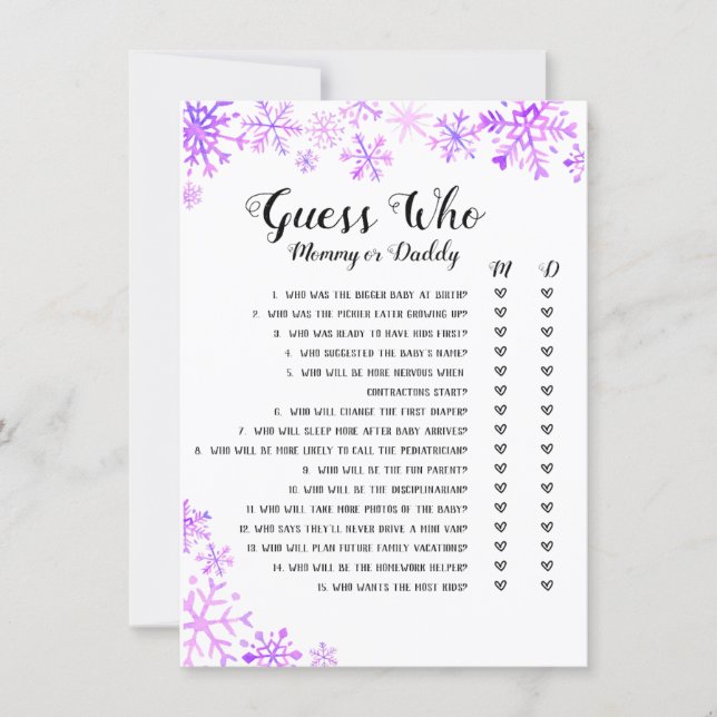 Baby Shower Game - Guess Who, Baby It's Cold Invitation (Front)
