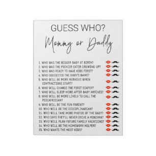 Baby Shower Game Guess Who Gender Neutral Script Notepad