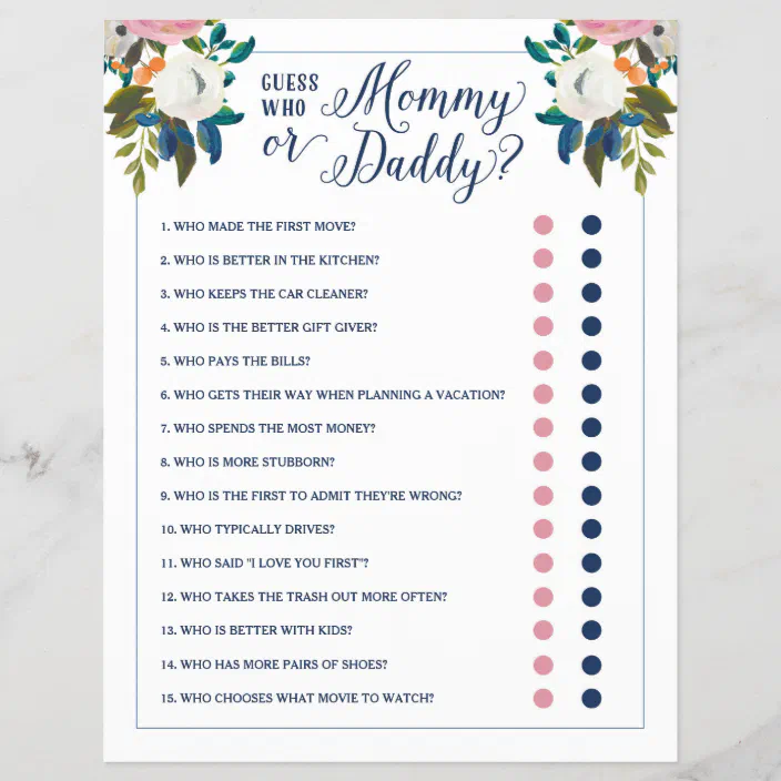 Printable Baby Shower Games Mommy or Daddy Guess Who Baby Game Baby Game EDITABLE Rose Gold Baby Shower Games Mommy Daddy Guess Who RG1