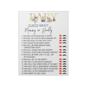 Baby Shower Game Guess Who Toys  Gold  Notepad