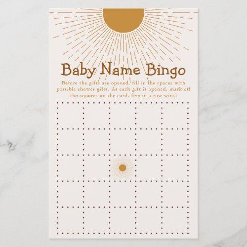 Baby Shower Game Here Comes The Son Bingo