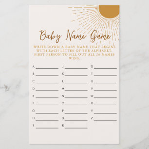 Baby Shower Game Here Comes The Son Name Game