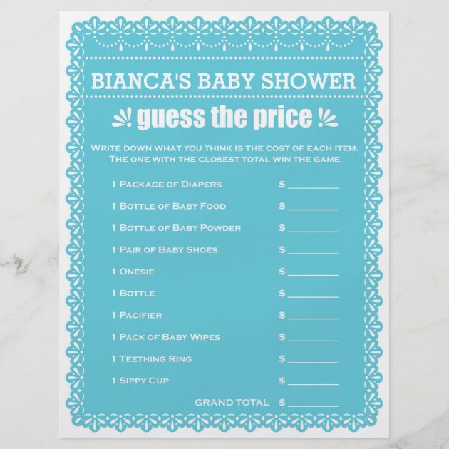 Baby Shower Game In Blue Papel Picado Flyer