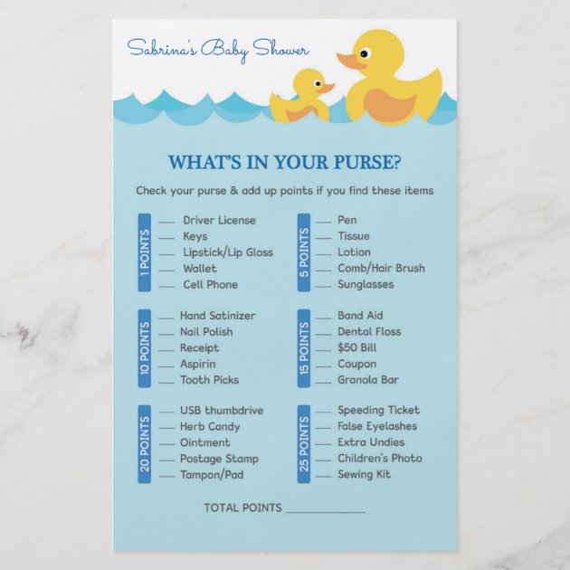 Baby Shower Game In Cute Rubber Duck Theme Flyer