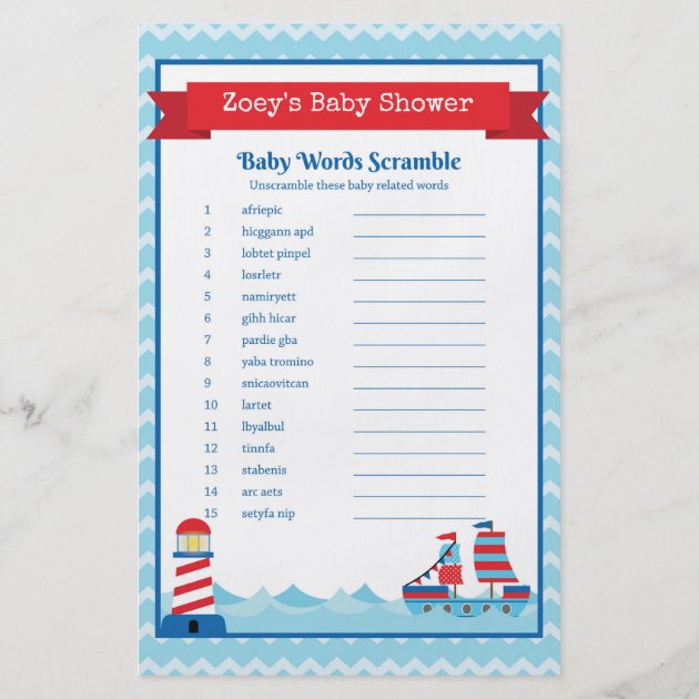 Baby Shower Game In Nautical Theme Flyer