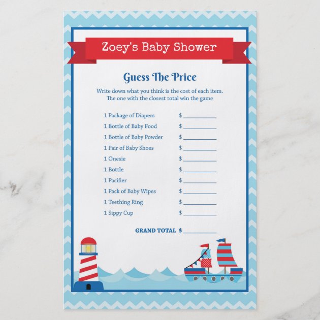 Baby Shower Game In Nautical Theme Flyer