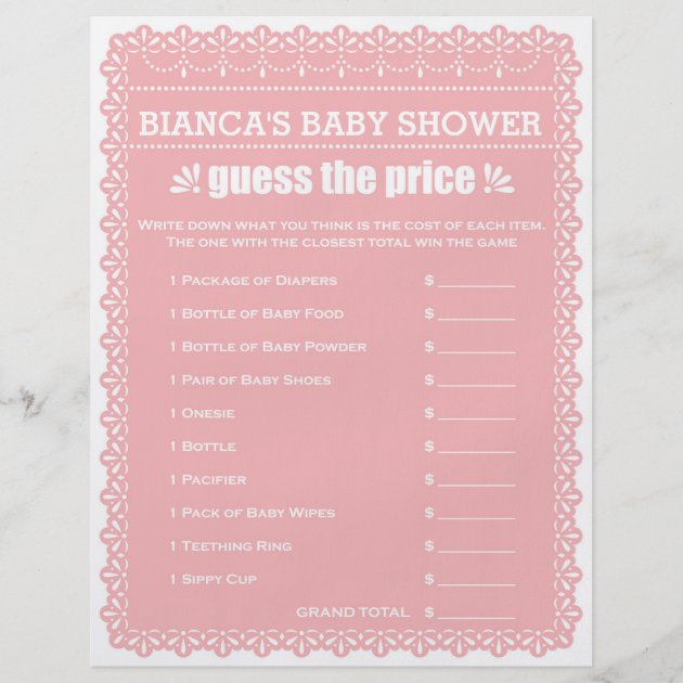 Baby Shower Game In Pink Papel Picado Flyer