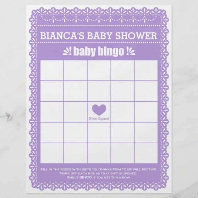 Baby Shower Game In Purple Papel Picado Flyer