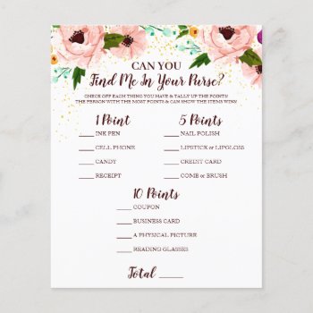 Baby Shower Game In Your Purse Confetti Floral by Vineyard at Zazzle