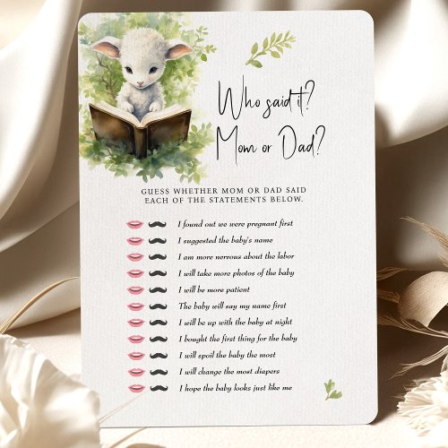 Baby Shower Game Lamb Who Said It Mom or Dad Invitation