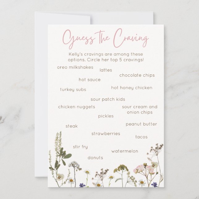 Baby Shower Game Note Card (Front)