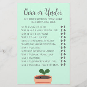 Baby Shower Game Over Or Under Flyer