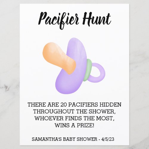 Baby Shower Game Pacifier hunt 