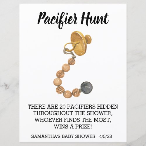 Baby Shower Game Pacifier hunt Watercolor