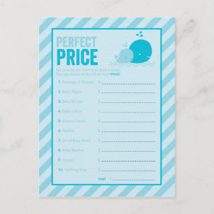 Baby Shower Game - Perfect Price - Blue Whale Invitation Postcard