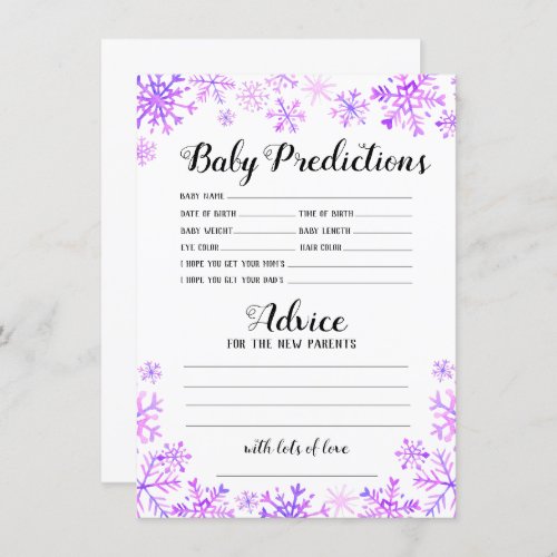 Baby Shower Game _ Predictions  Advice Invitation