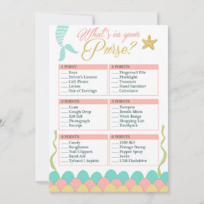 Baby Shower Game Whats in Your Purse Mermaid Coral