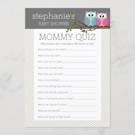 Baby Shower Game Who Knows Mommy Best Quiz Zazzle Com