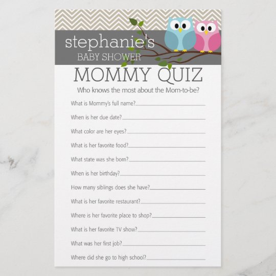 Baby Shower Game Who Knows Mommy Best Quiz Zazzle Com