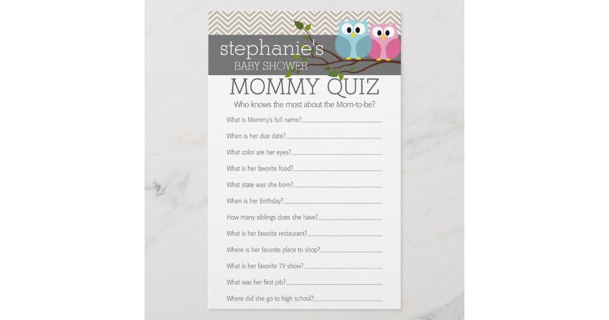 Baby Shower Game Who Knows Mommy Best Quiz Zazzle Com