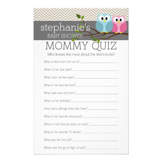 Baby Shower Game - Who Knows Mommy Best Quiz Stationery | Zazzle.com