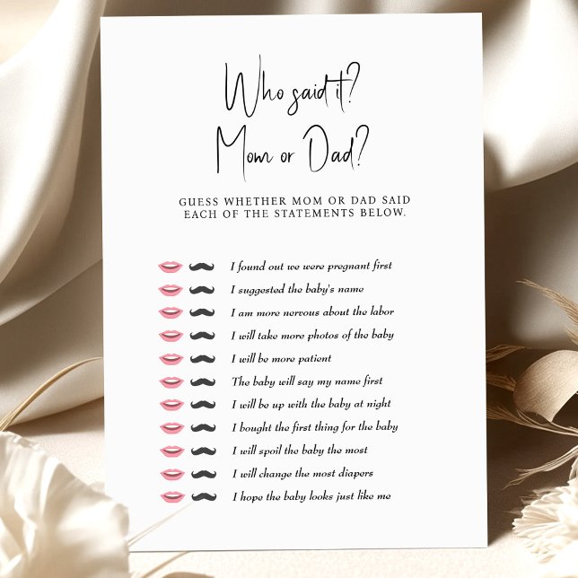 Baby Shower Game Who Said It? Mom or Dad? (Creator Uploaded)