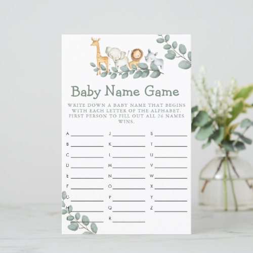 Baby Shower Game Wild One Baby Predictions