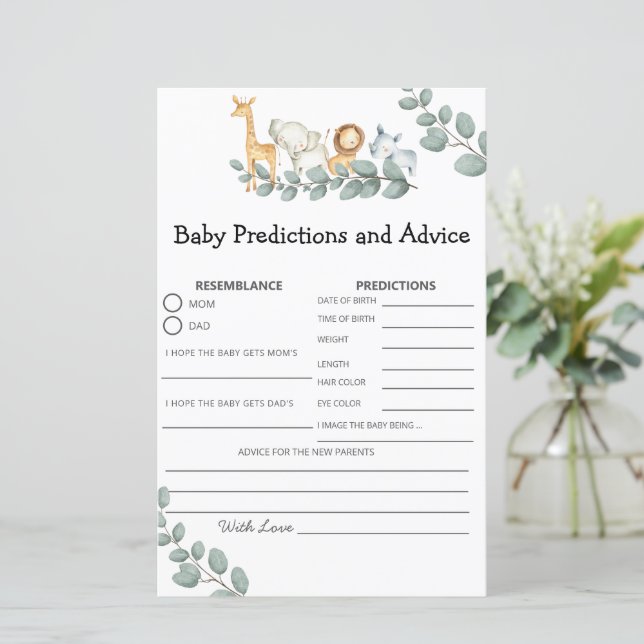 Baby Shower Game Wild One Baby Predictions (Standing Front)