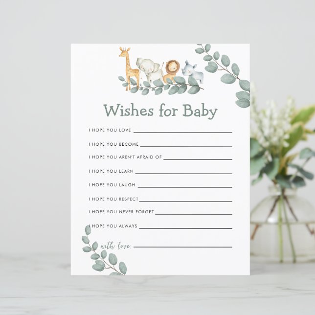 Baby Shower Game Wild One Wishes For Baby (Standing Front)