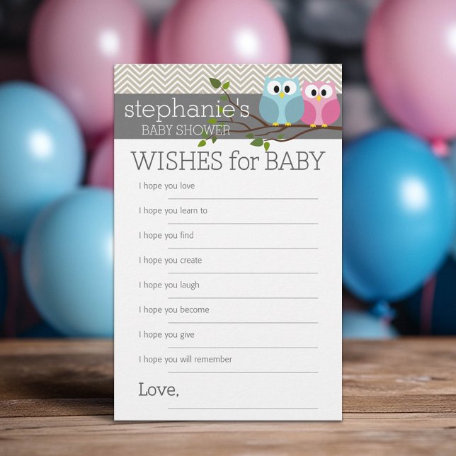 Baby Shower Game Wishes Woodland Owl (Custom Shower Game)