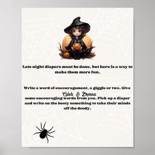 Baby Shower Game Witchy Halloween  Poster