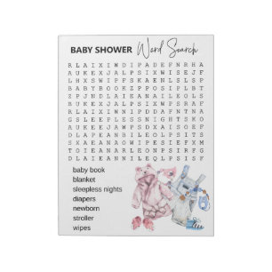 Baby Shower Game Word Search Clothes Notepad