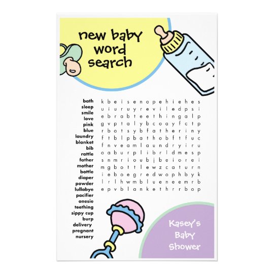 Baby Shower Game Word Search Stationery Zazzle